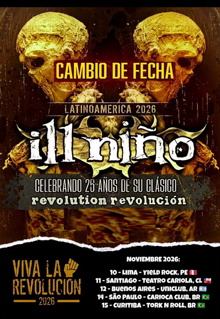 Ill Niño reagenda su visita a Chile para el mes de noviembre